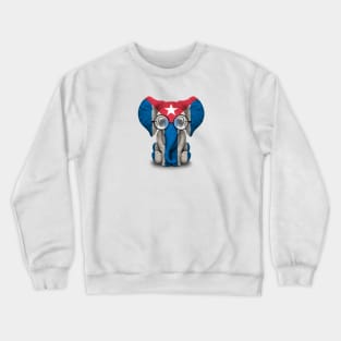 Baby Elephant with Glasses and Cuban Flag Crewneck Sweatshirt